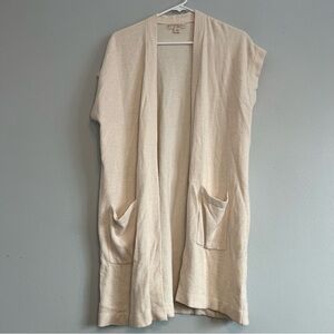 Barefoot Dreams CozyChic Ultra Lite Womens Sz M Sleeveless Cardigan Vest Cream